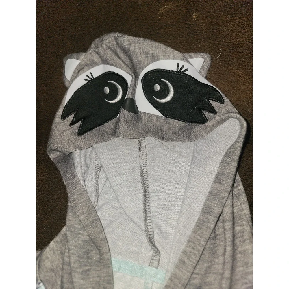 Justice racoon one piece pajamas with hood zip up size‎ 8